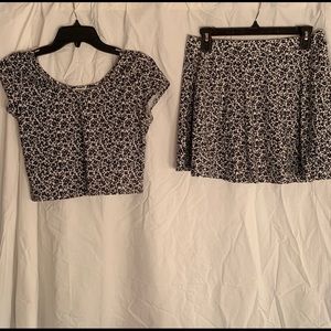 Black and White, floral, two piece set